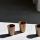 Lot de 5 tasses/mugs vintage en grès émaillé brun miel Grès Village H9 D8