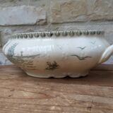 Ancien légumier plat de service Terre de Fer Porcelaine opaque de Gien modèle Océan