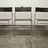 Set of 3 minimalist X line chairs by Niels Jorgen Haugesen for Hybodan circa 1970