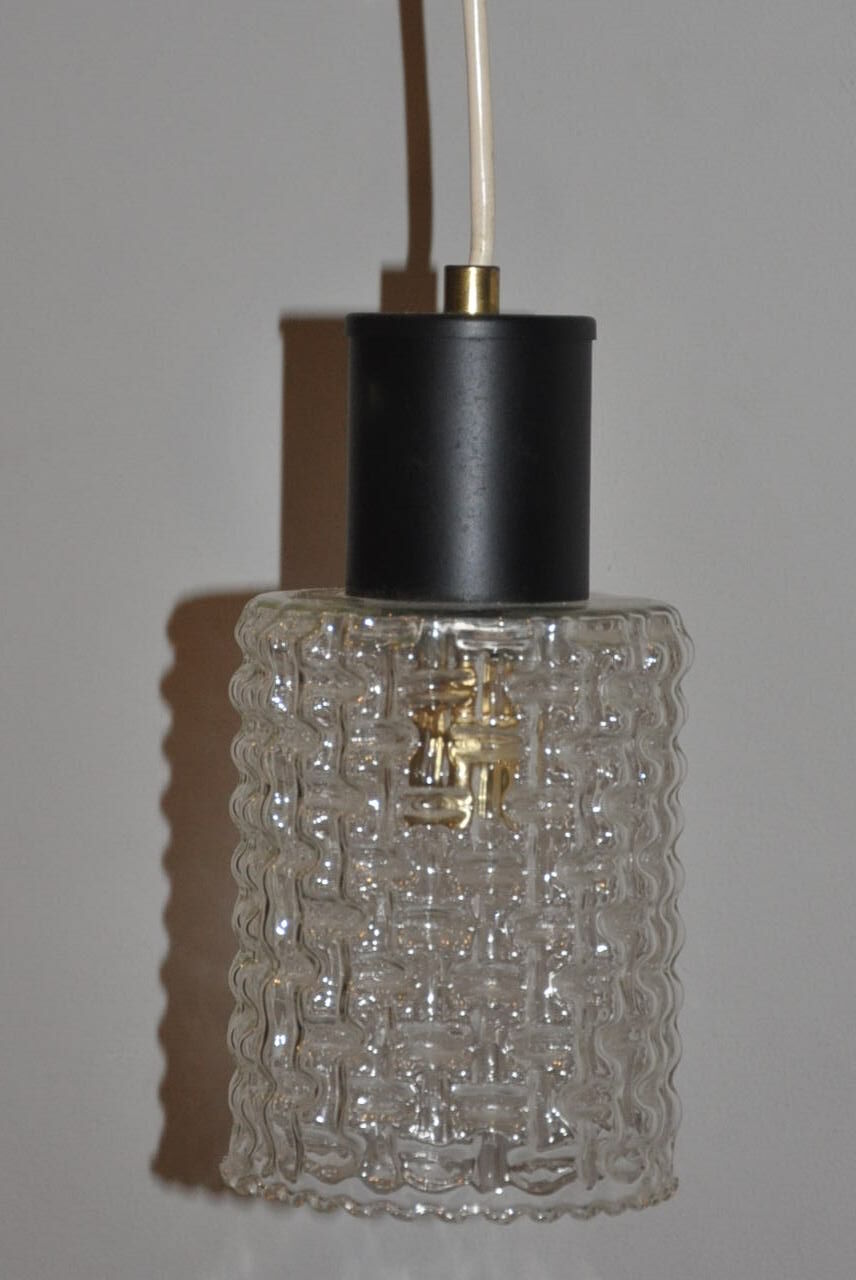 Suspended glass molded and vintage 70s in metal