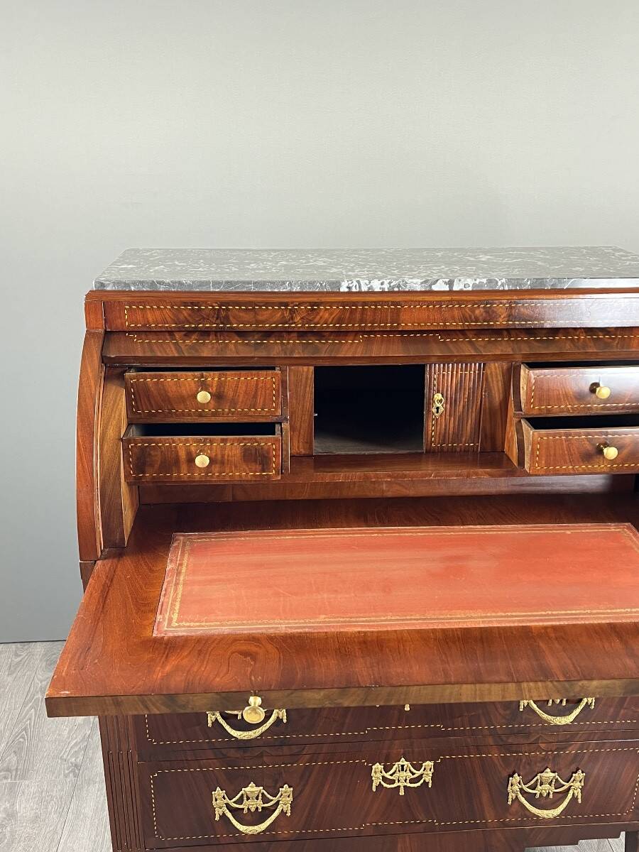 Louis XVI style mahogany writing desk with a flap, 19th century.