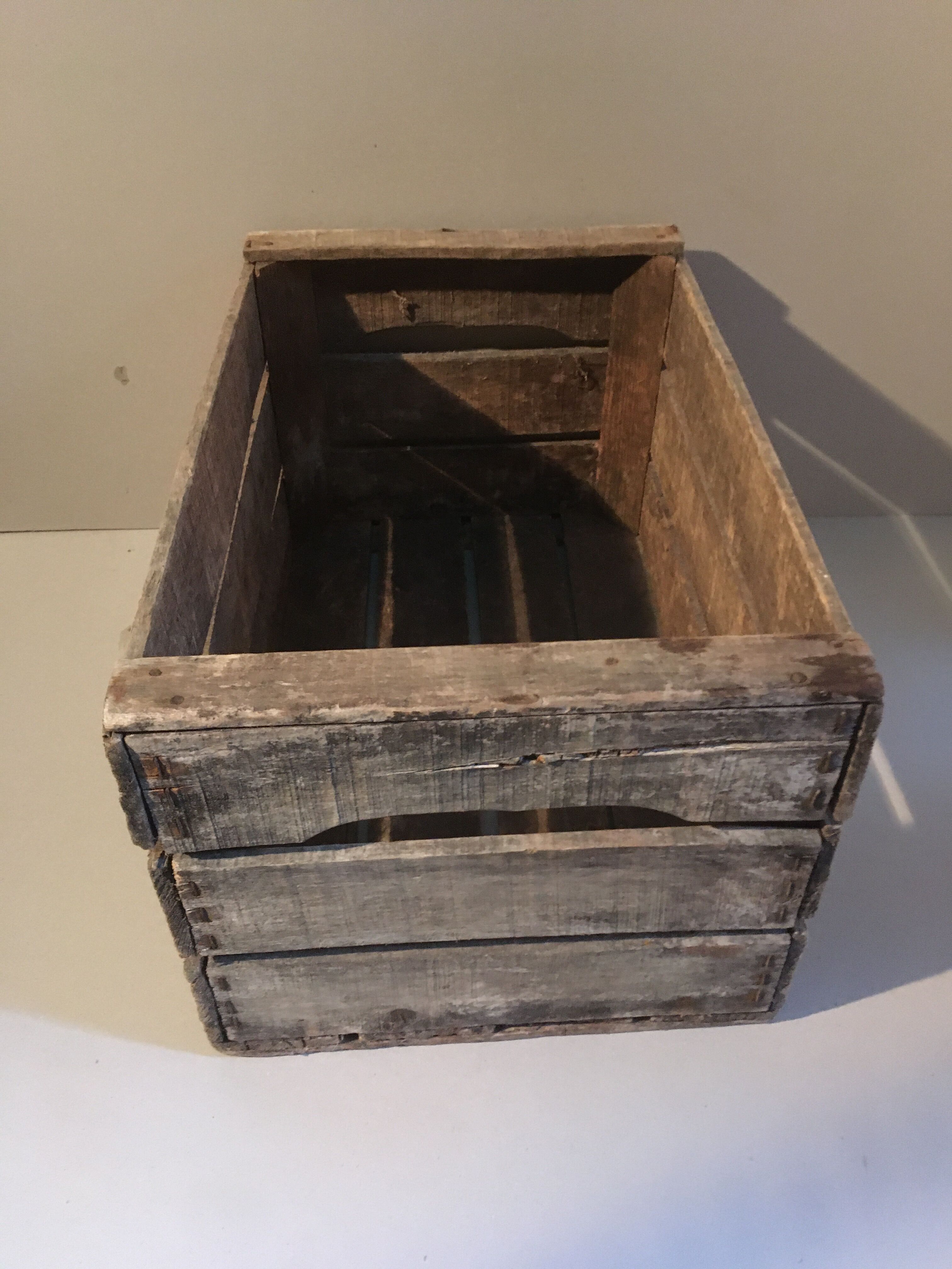 Former wooden apple crate marked JP Angers