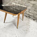 Small opaque black glass coffee table 1960