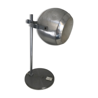 Vintage lamp 1960 table eyeball brushed steel Aluminor - 34 cm