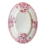 Gien oval dish in pink ironstone, "Floreal" service