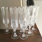 Set of 10 crystalline champagne flutes cut