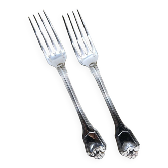 Pair of Christofle silver-plated dessert forks, Germain model