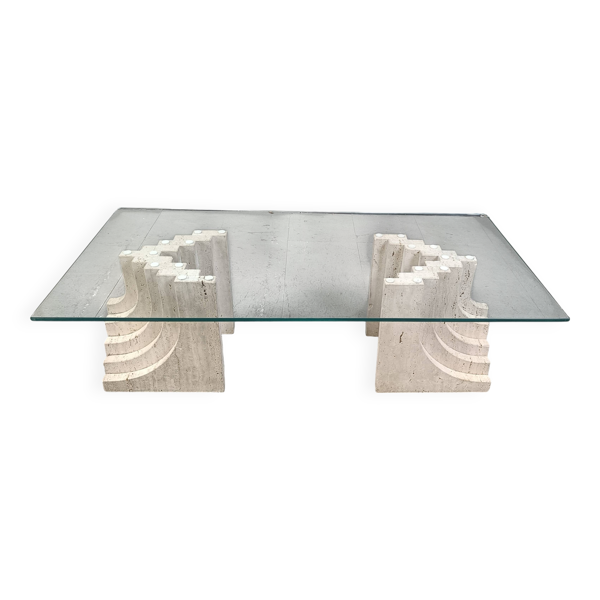 Vintage travertine coffee table Italy , 1970s