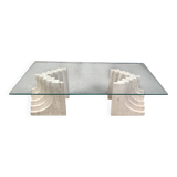 Vintage travertine coffee table Italy , 1970s