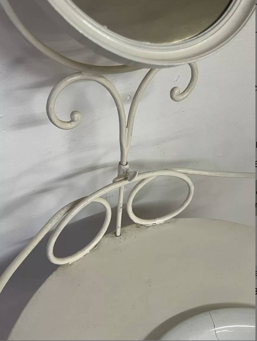 Antique wrought iron dressing table / Vintage bathroom cabinet