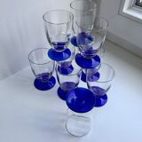 Lot de 10 verres à pieds bleus années 60-70