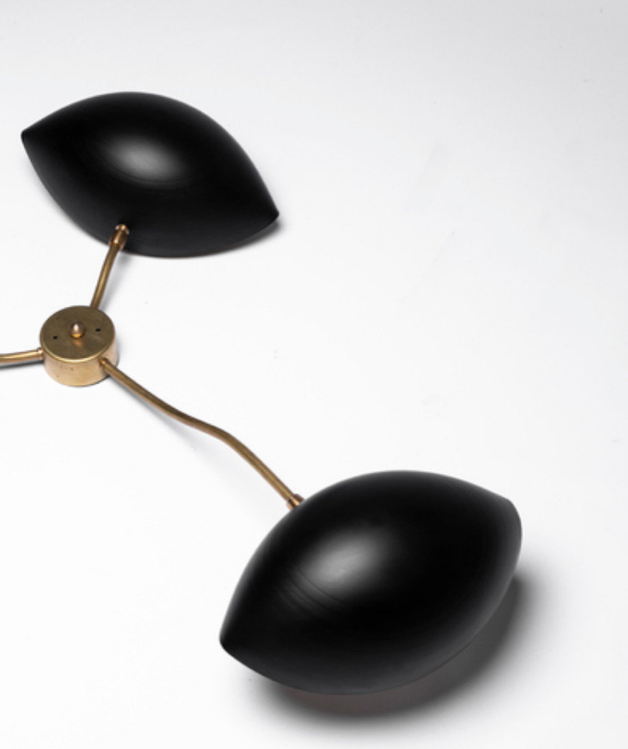 Wall lamp 3 arms Black Shell