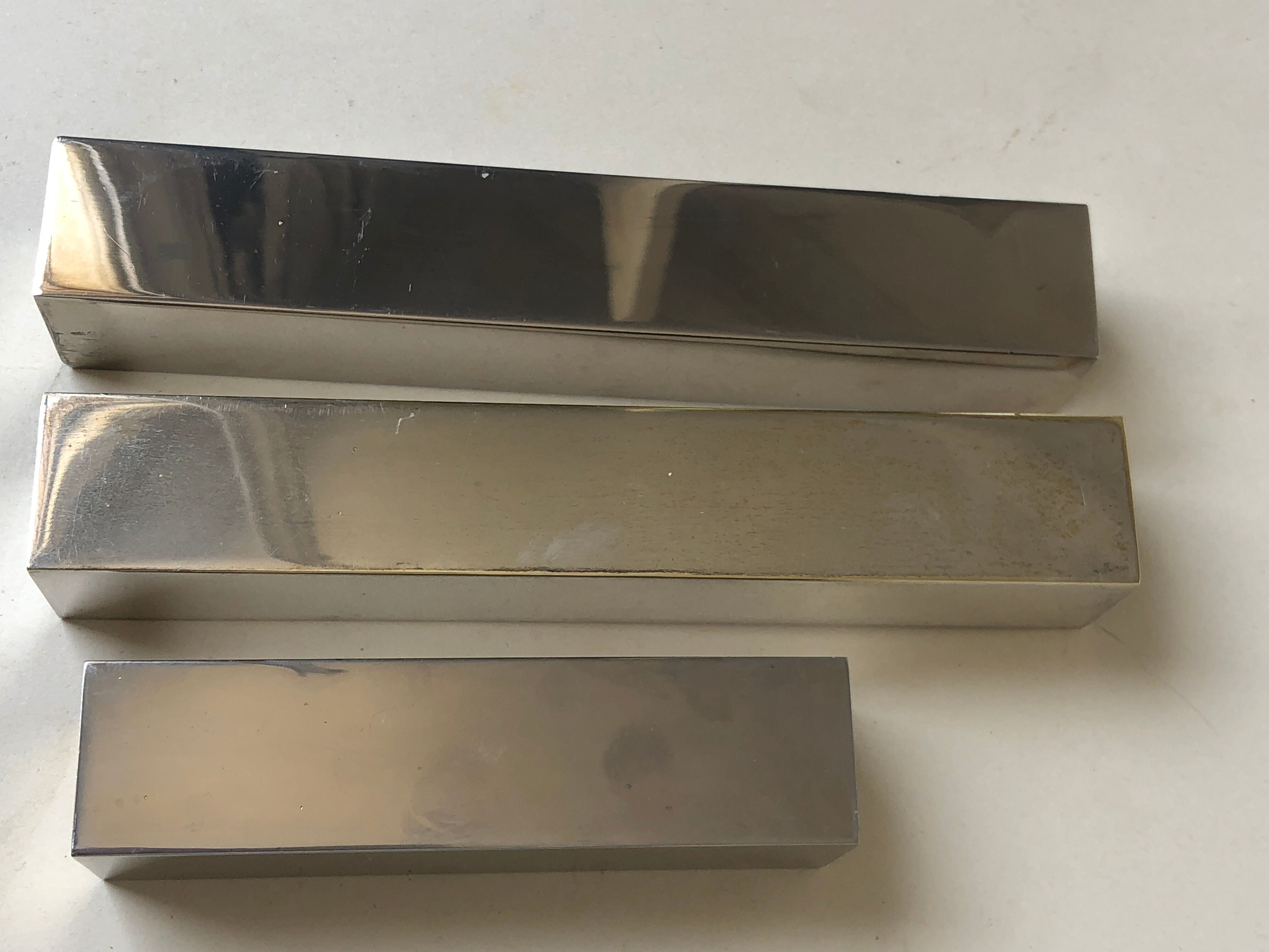 Set of 3 candle holders silver metal