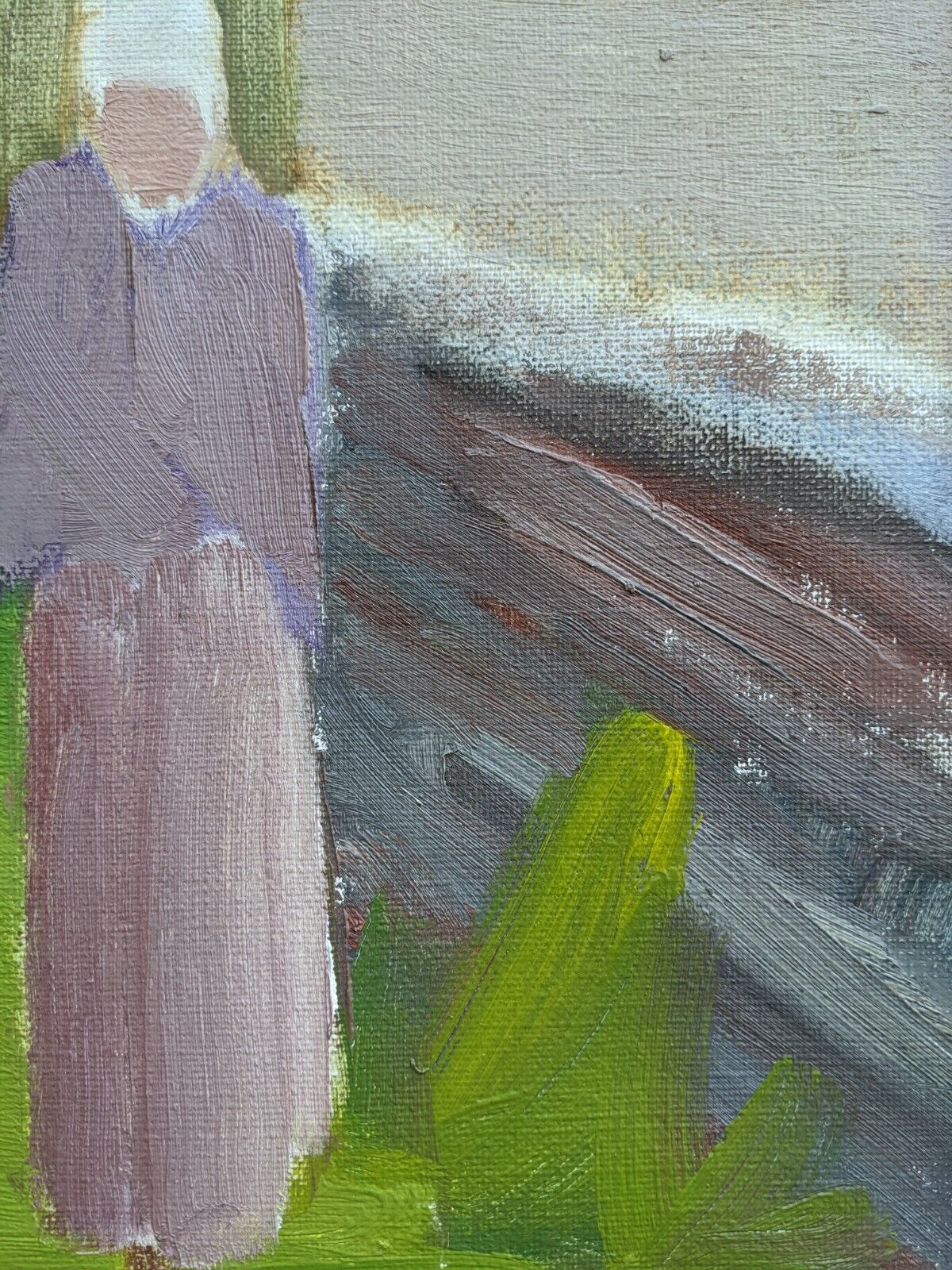 1977 Mid-Century Modern "Pensive Walk" Swedish Figurative Oil Painting, Framed