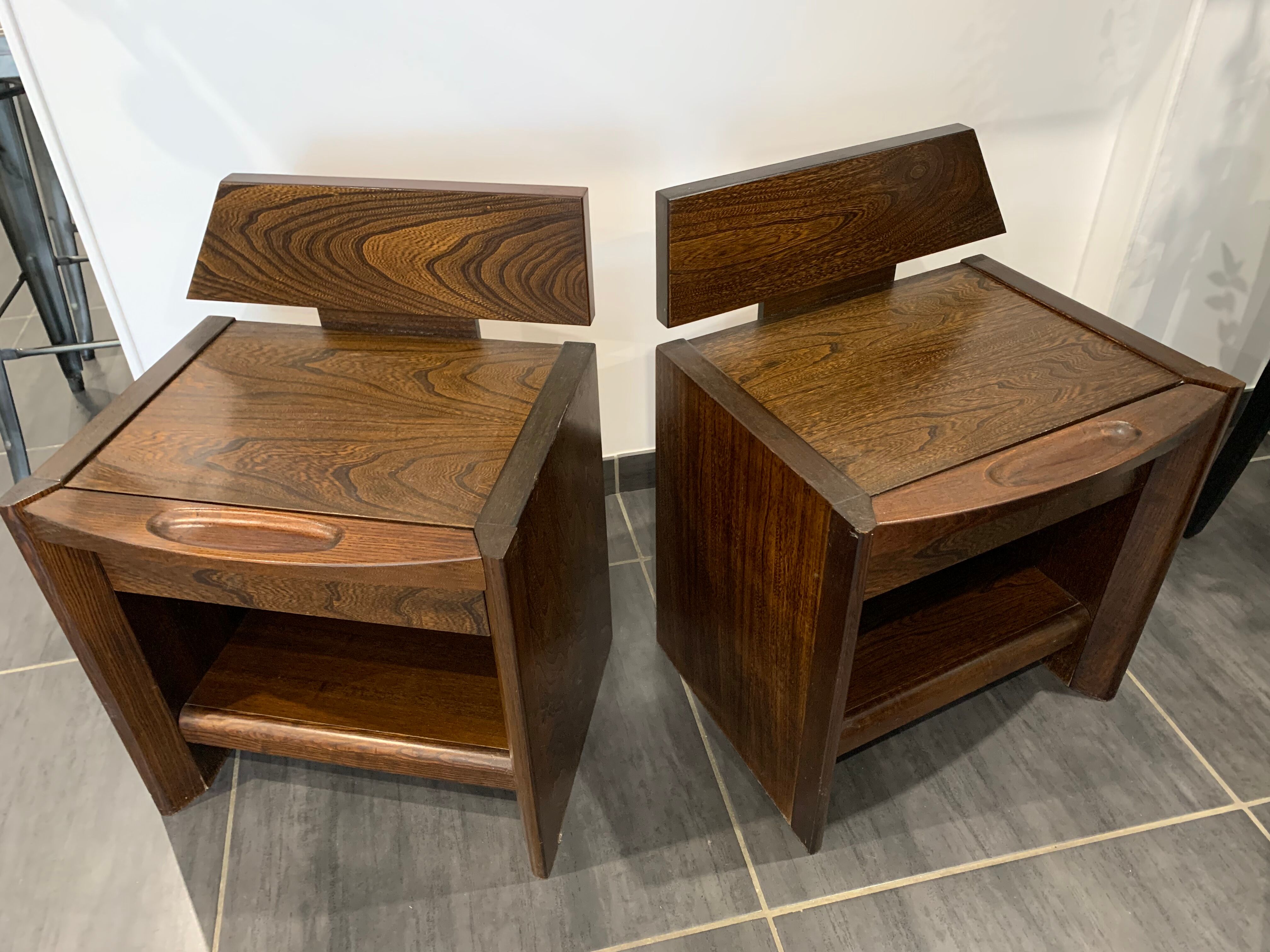 Pair of baumann vintage bedside tables 1970s