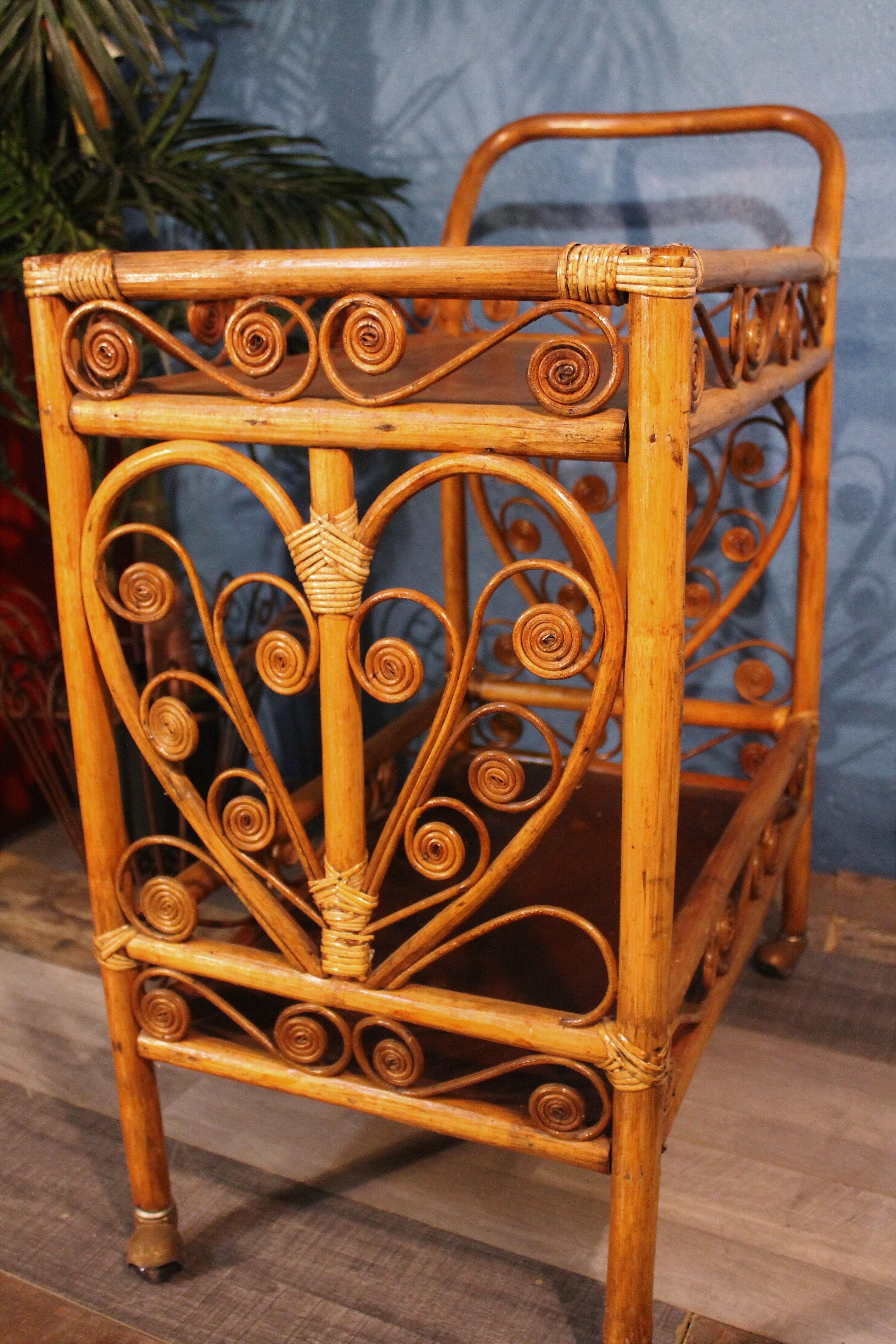 Rattan serving table 1970