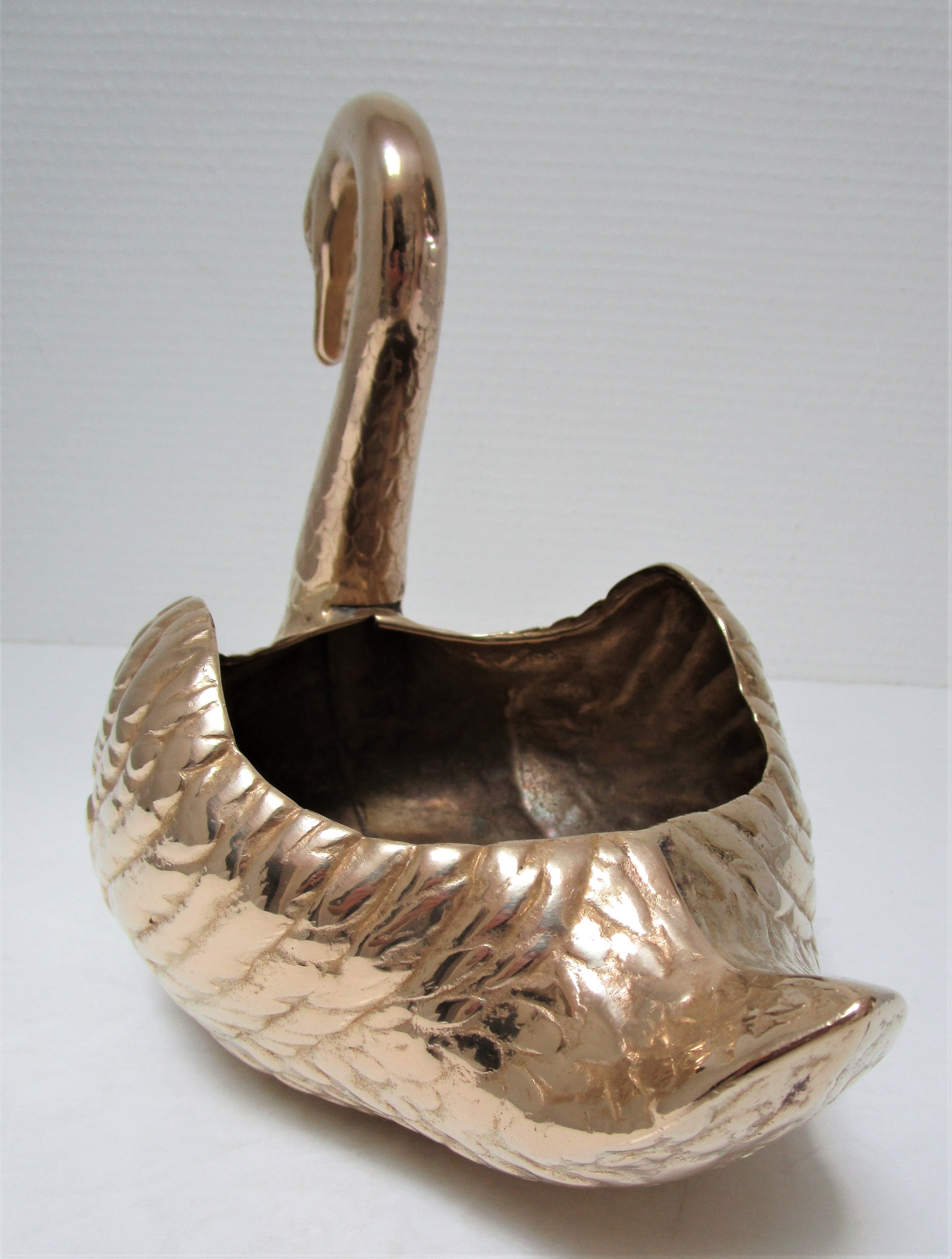 cache brass pot zoomorphic vintage swan