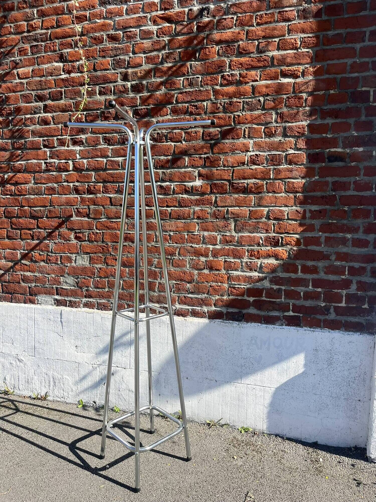 Large vintage chrome metal coat rack, Tubax style.