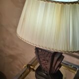 Large Art Deco lamp in V opaque molded glass, 46x33 in its juice,