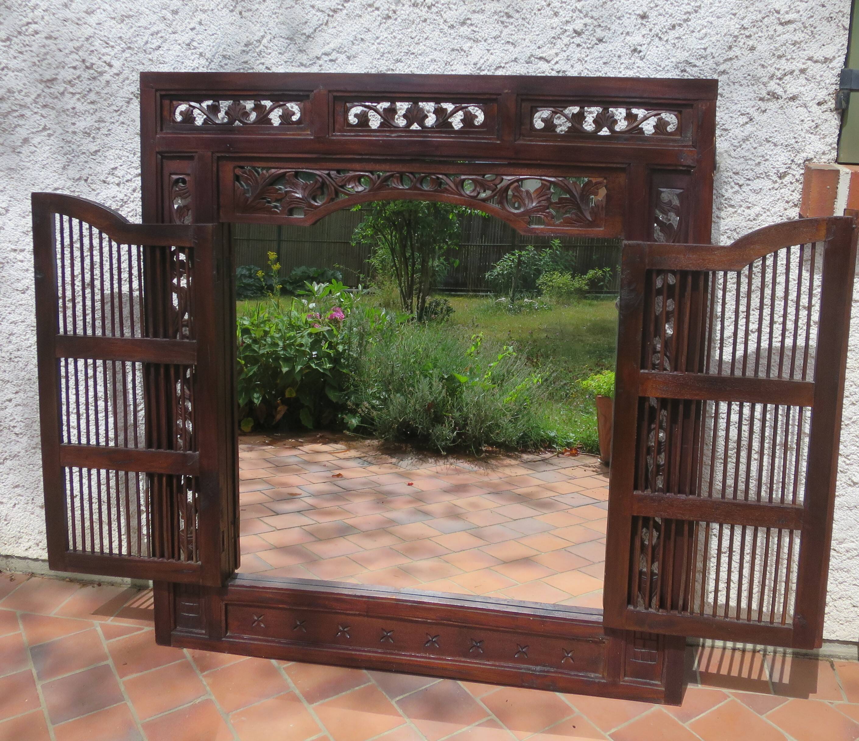 Large Indonesian shutter window mirror 120 x 130