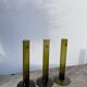Trio de soliflore en verre vert olive / vases tubes