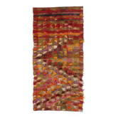 Vintage Turkish Hand-Knotted Wool Cotton Red Kilim Runner Rug 103x220