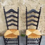 6 straw chairs with high backs