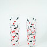 Set of 6 water glasses, Jeu de Cartes motifs, 1970