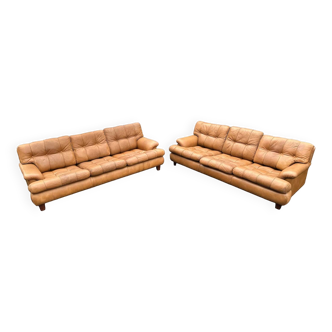 Pair of Arne Norell leather Saturn sofas