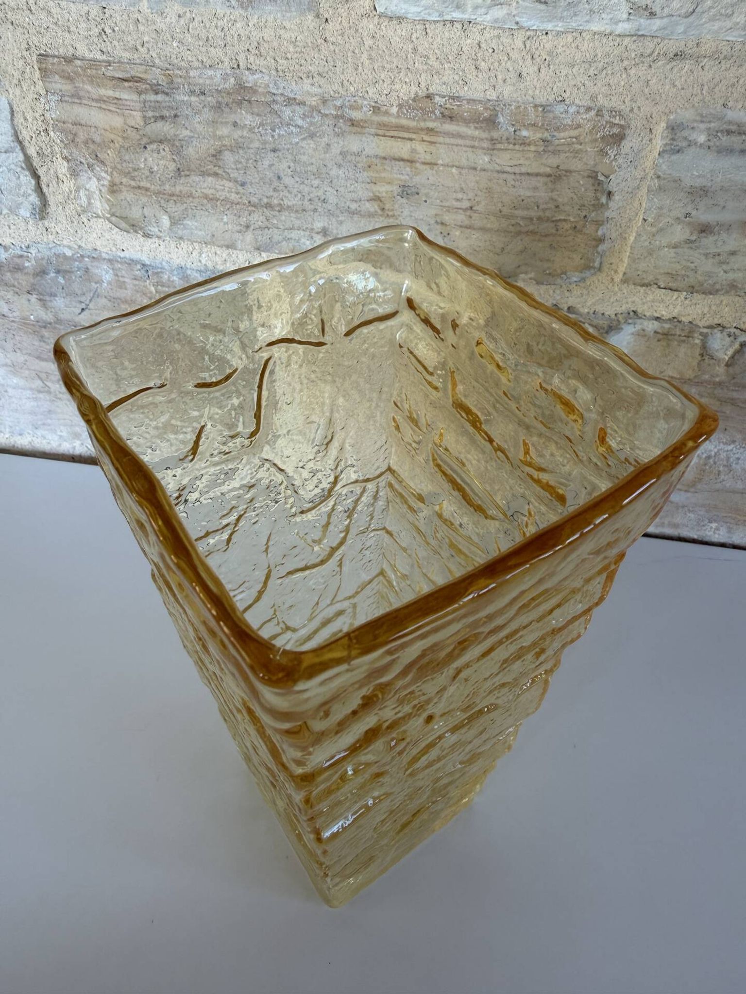 Vintage Peill & Putzler vase – textured amber glass – Germany years