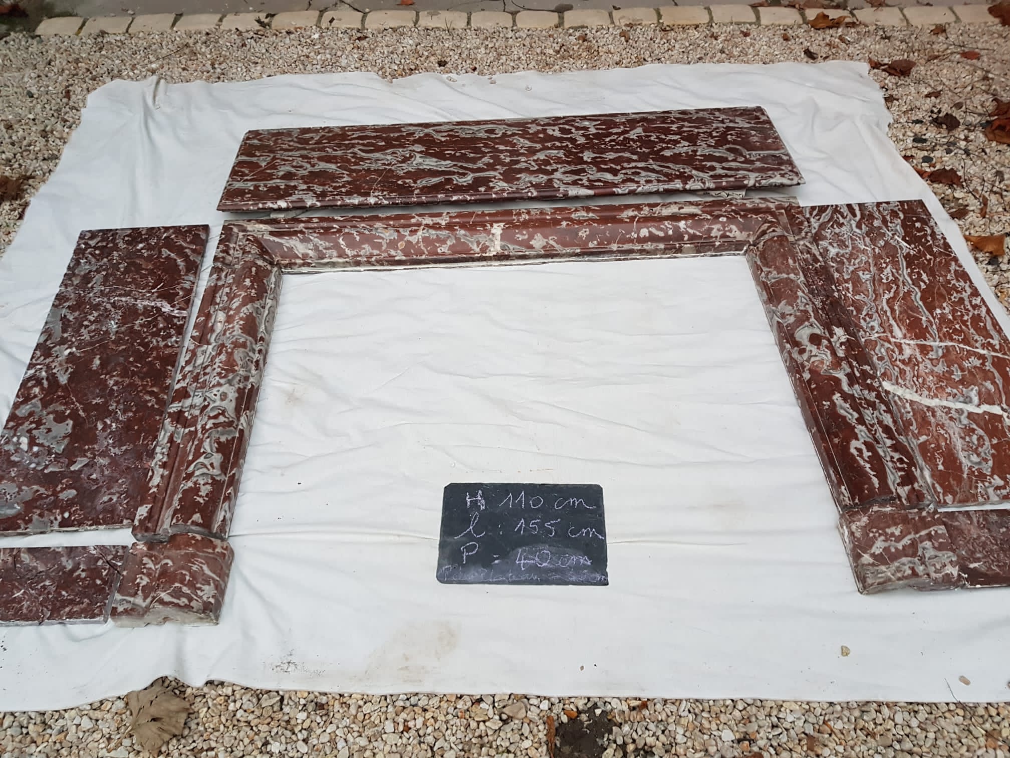 Fireplace in red marble from Languedoc