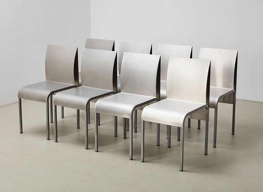 Postmodern Dining Set in Aluminum and Steel Belgium 1980s/90s