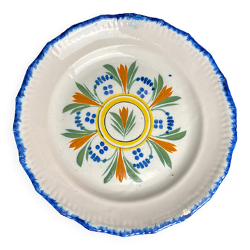 Assiette ancienne faïence de Waly décor végétal XIXème