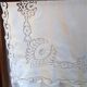 large sheet 2m25 x 3m, 19th-century Richelieu embroidery, monogrammed MG
