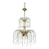 Lustre en laiton doré et pampilles de verre, XXe siècle