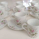 Haviland Limoges porcelain 10 coffee cups and 9 saucers with floral decoration.