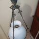 Opaline white porcelain blue 3 branch hanging lamp