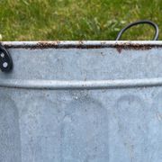 Round planter basin in vintage zinc