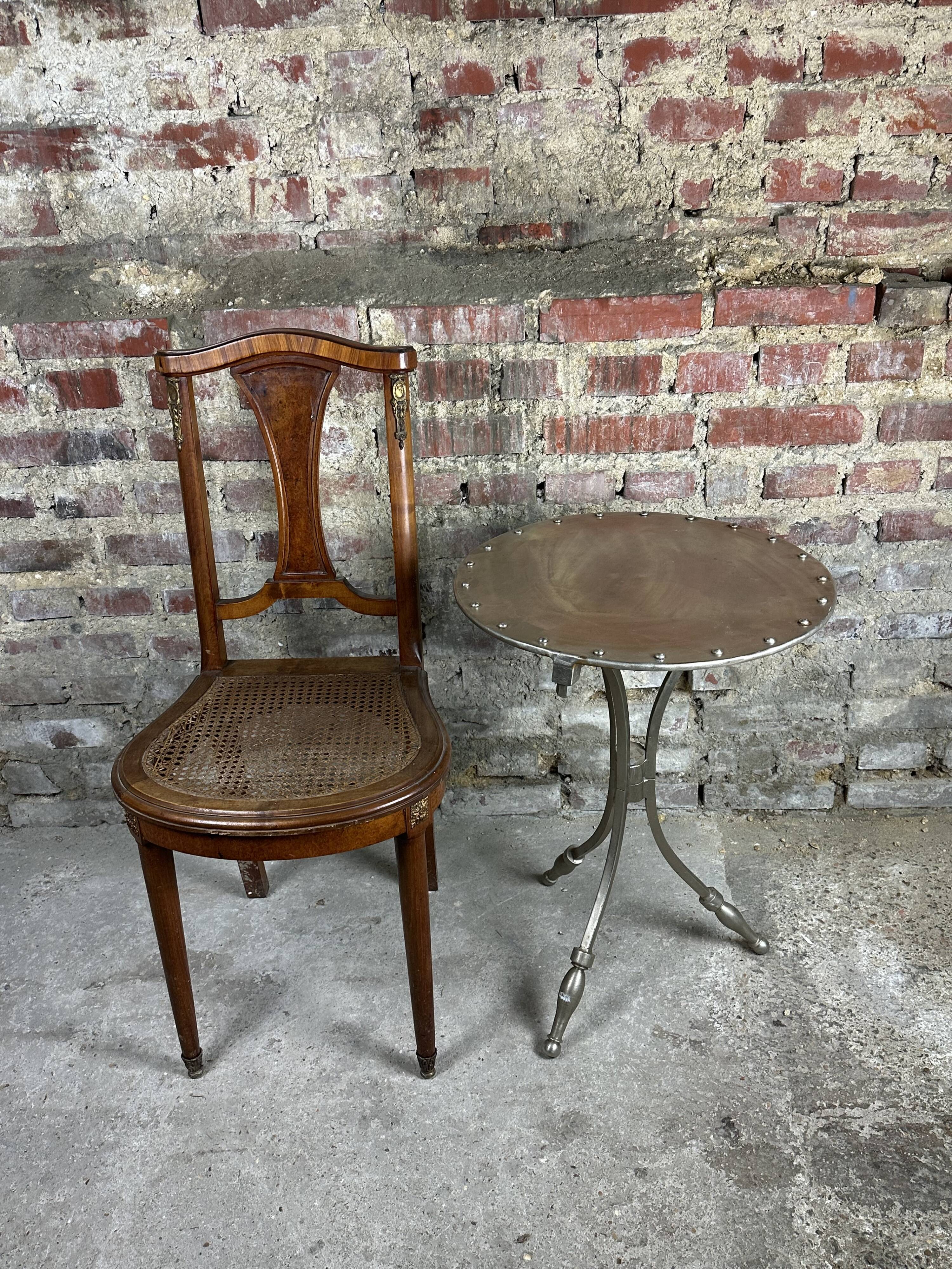 Side table industrial style riveted steel 1980