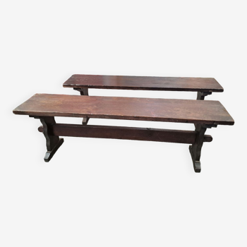 Paire de bancs de ferme l 140 cm