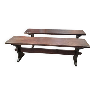 Paire de bancs de ferme l 140 cm