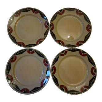 Set of 4 Art Deco plates