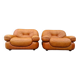 2 fauteuils en cuir cognac Sapporo, Mobil Girgi Italie