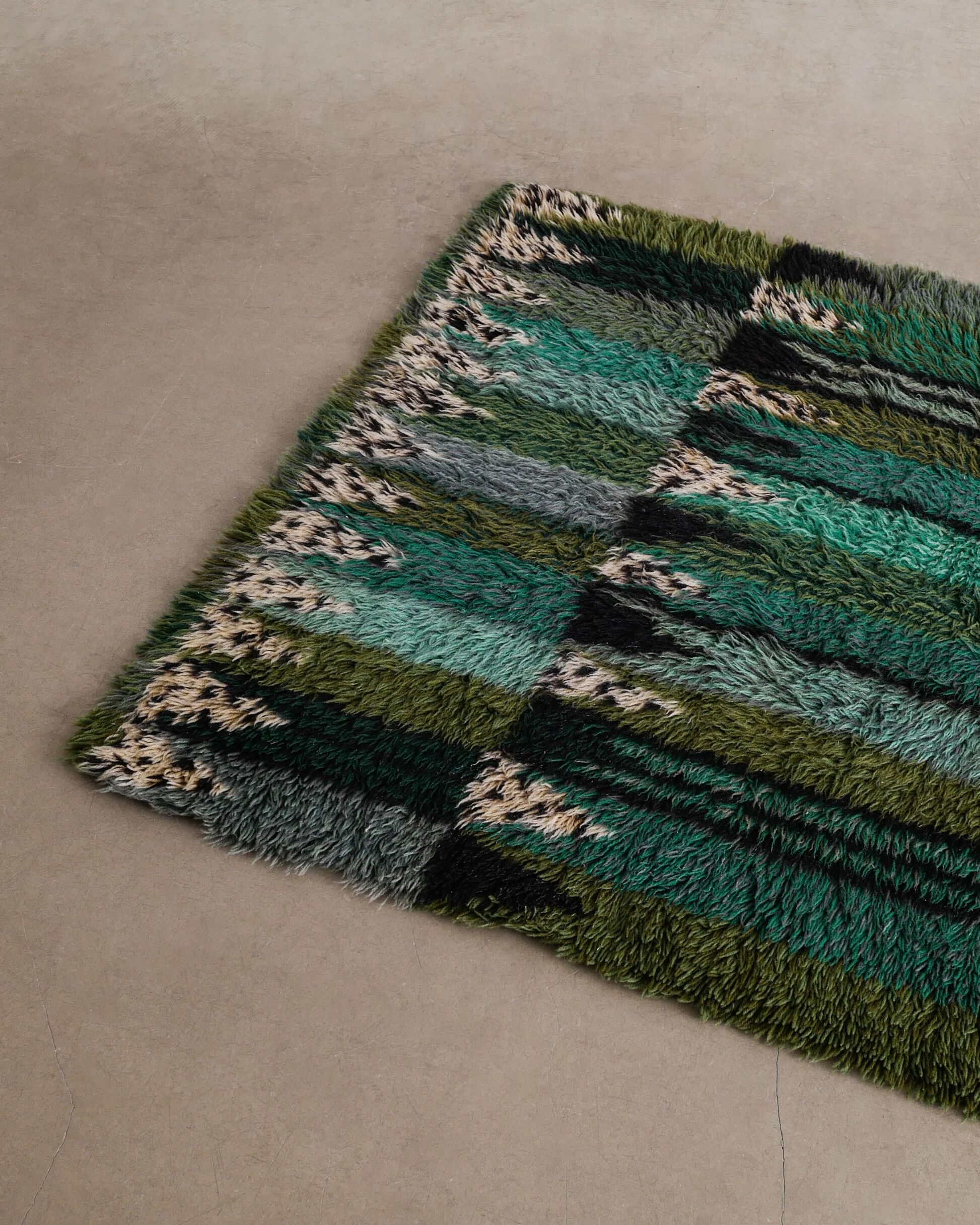 Swedish Mid Century Woven Wool Pile Rug by Marianne Richter, 1960s
