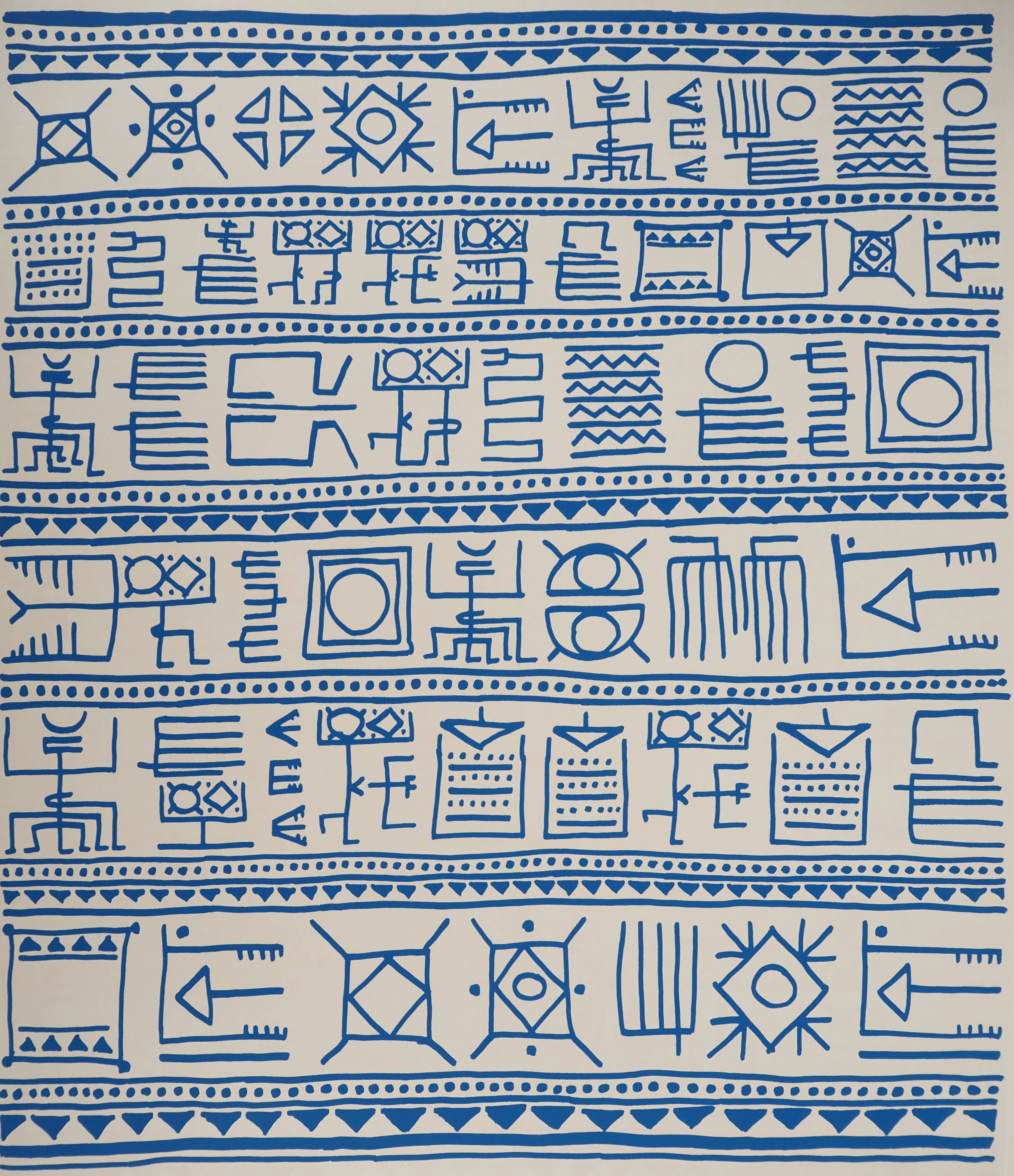 Yona FRIEDMAN: Pictograms of Genesis (Blue), signed original silkscreen