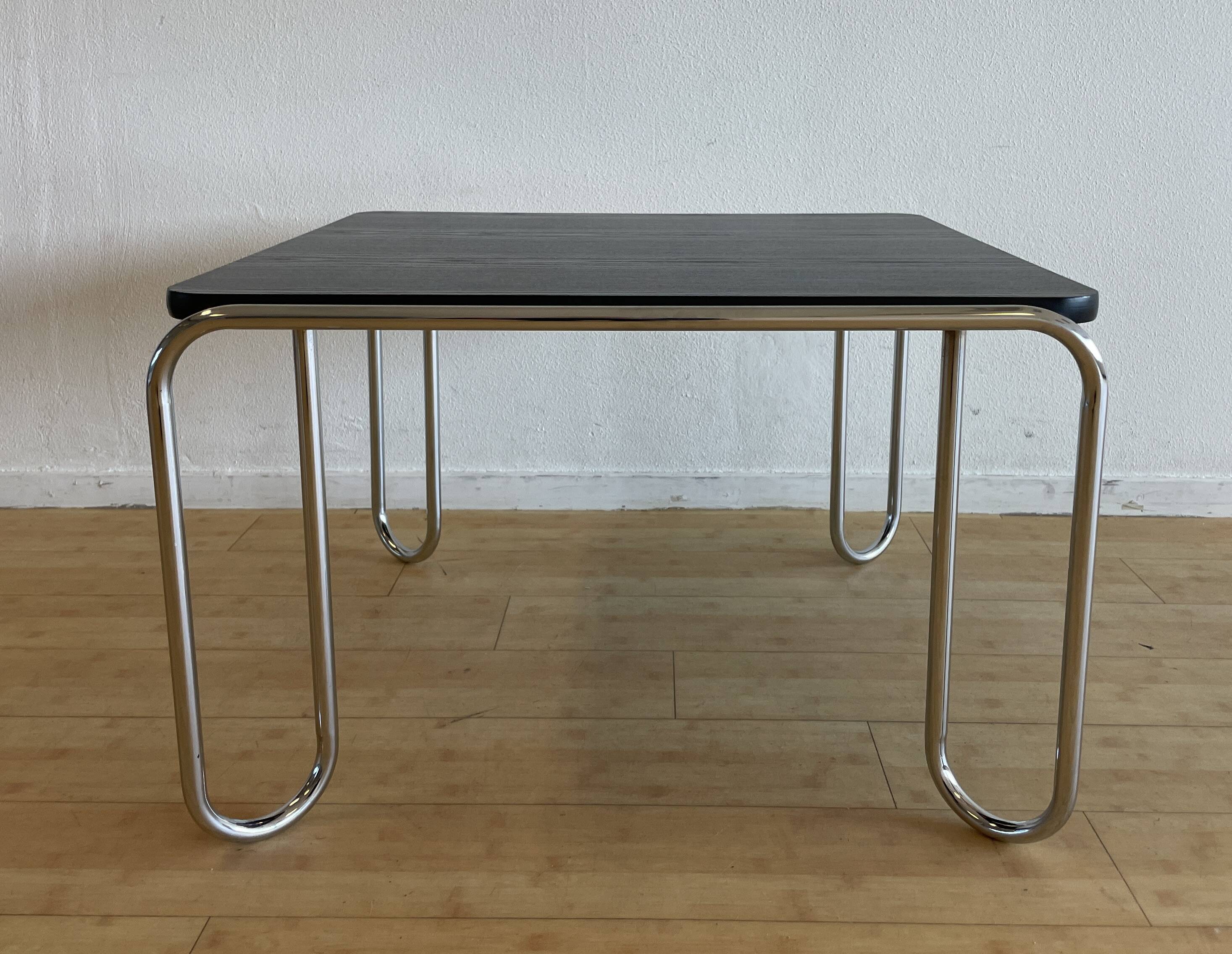 Black, tubular coffee table model B-10 by Marcel Breuer for Thonet