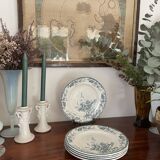 Set of 5 flat plates Longwy model azaleas Art Nouveau