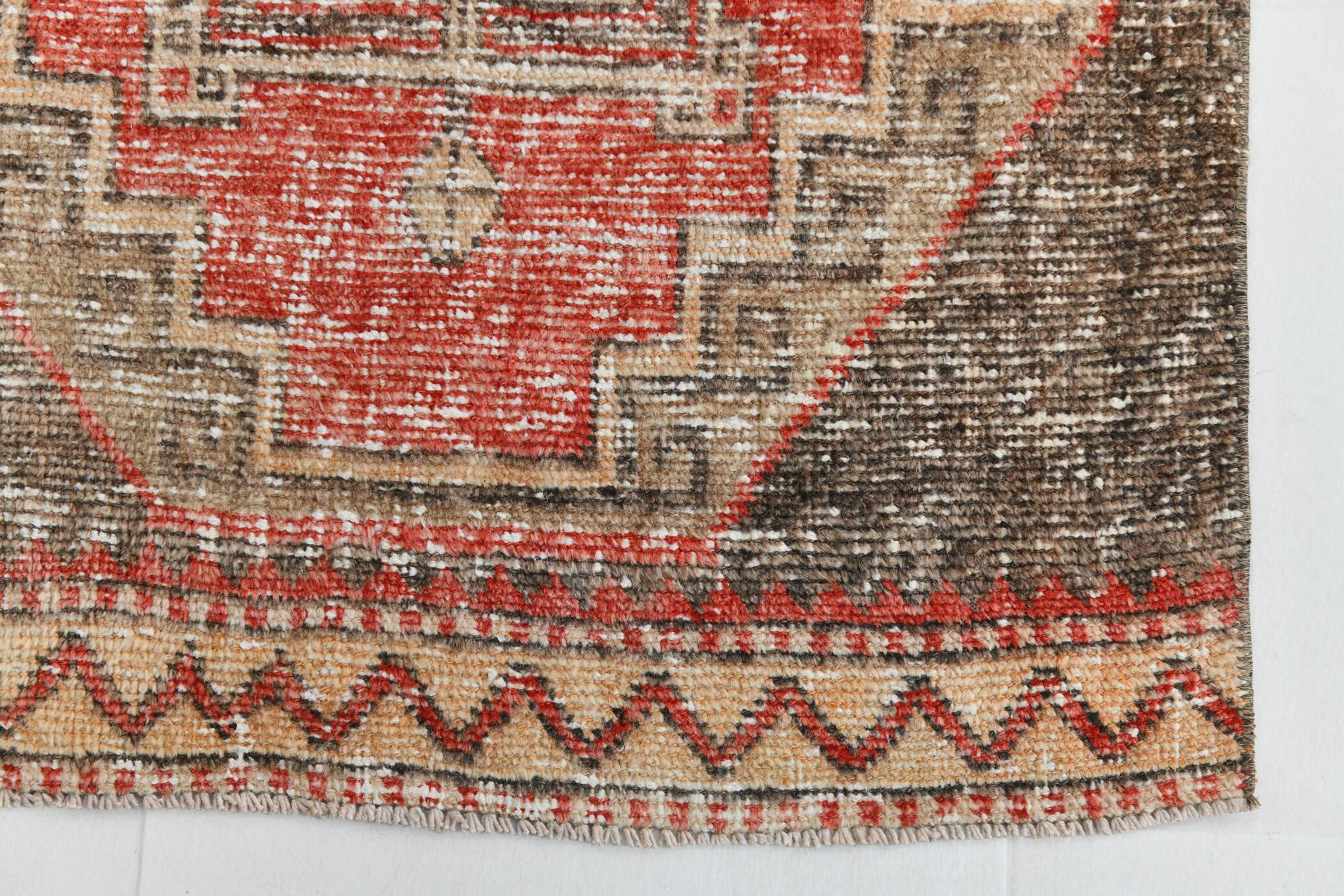 3x10 Red Brown Tribal Pattern Vintage Runner Rug, 78x305Cm