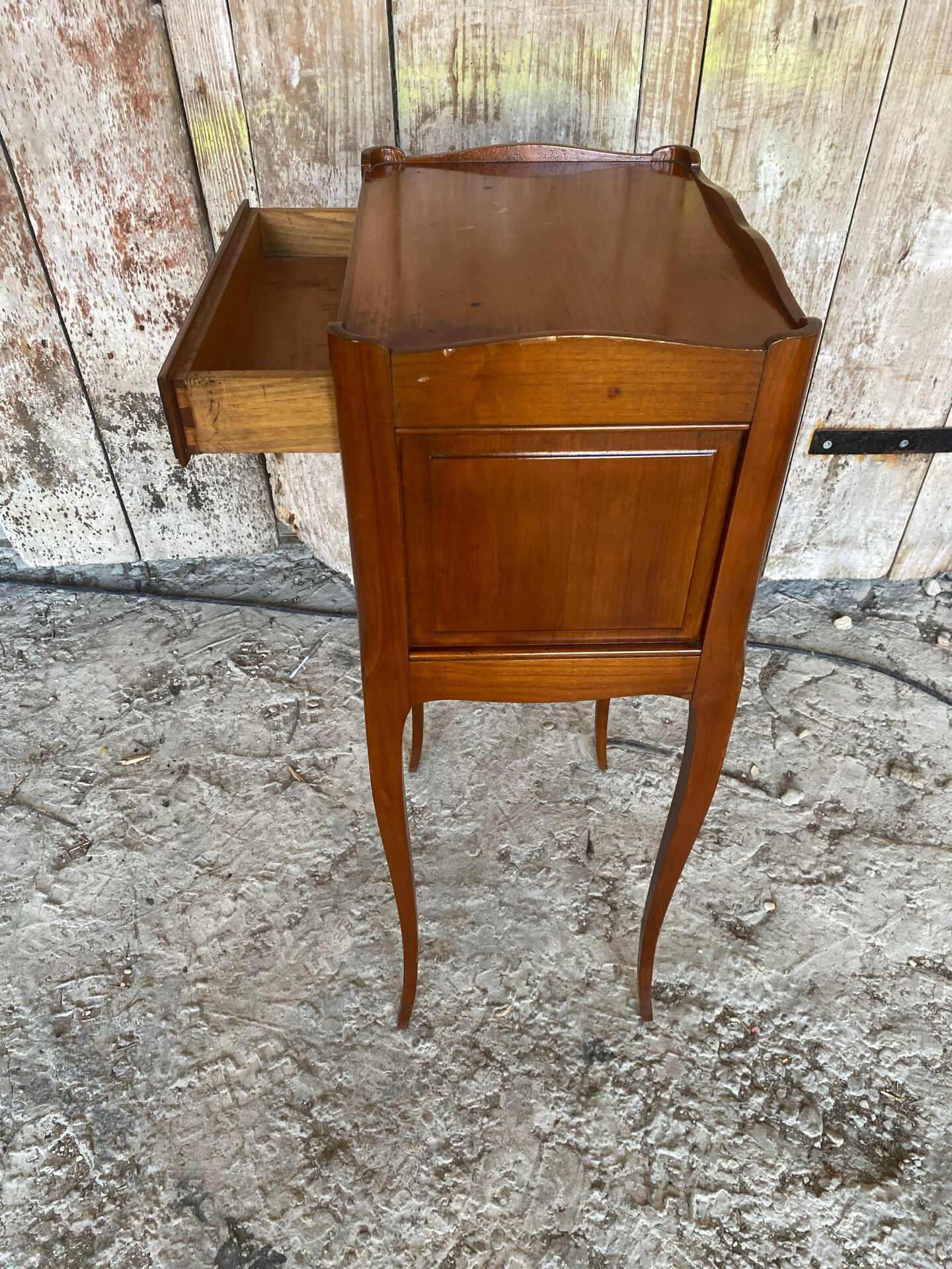 Antique nightstand louis xv style cherry wood drawer + vintage case