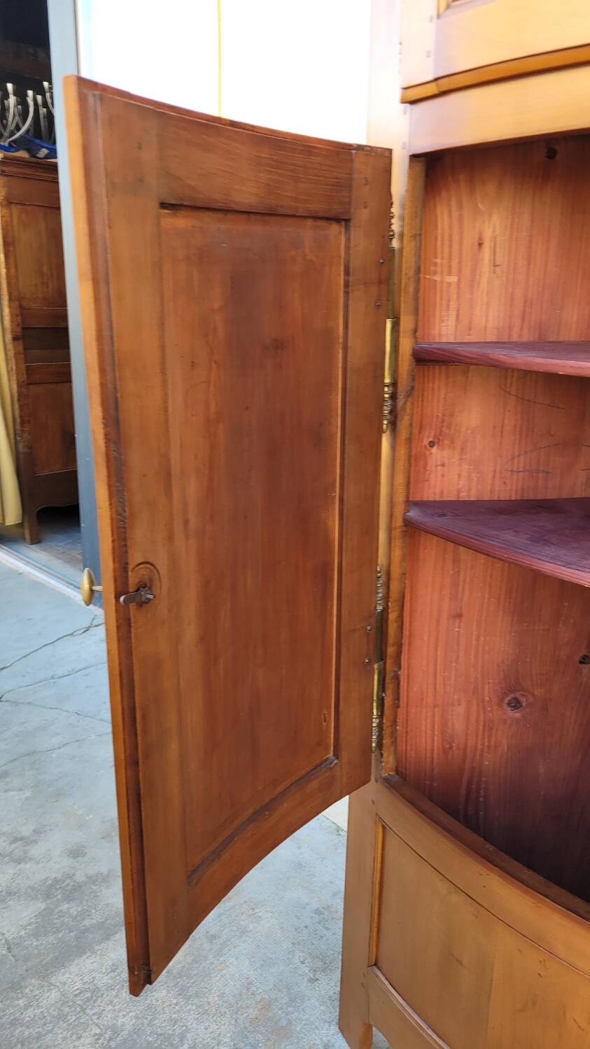 Corner glazed corner cabinet in old cherry wood 1900s